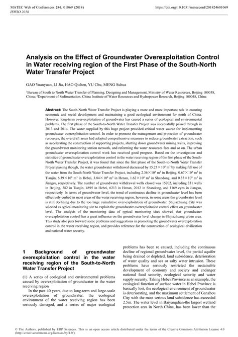 (PDF) Analysis on the Effect of Groundwater Overexploitation Control in ...