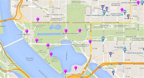 Map of Monuments and Memorials in Washington, D.C.