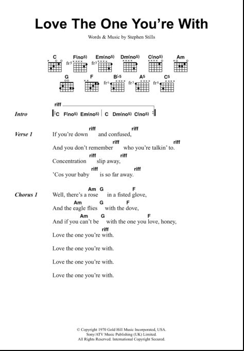 Love The One You're With - Guitar Chords/Lyrics | zZounds