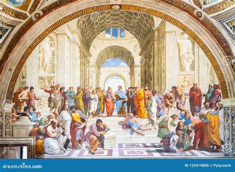 ROME, ITALY - MAY 07, 2019: School of Athens Painting by Raphael ...