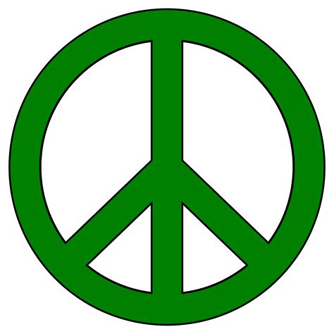 Clipart - Green Peace Symbol, Black Border