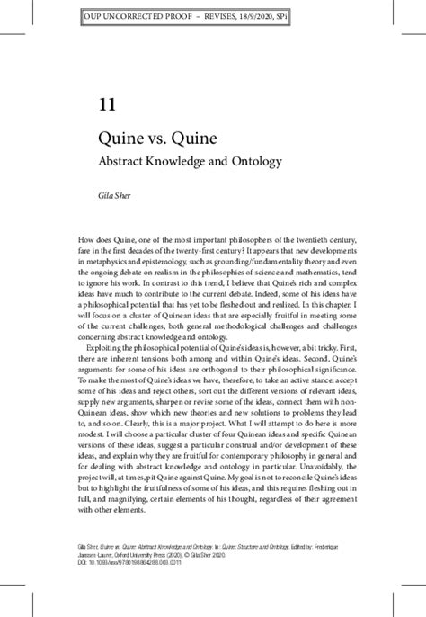 (PDF) QUINE vs. QUINE: Abstract Knowledge and Ontology | Gila Sher - Academia.edu