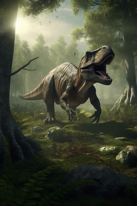 King of the Prehistoric Realm Realistic Illustration of Tyrannosaurus ...