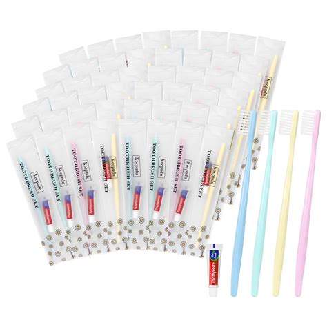 Disposable Delicate Toothbrush Bulk Set - 60 Pieces, Individually Packaged in 4 Colors - Ideal ...