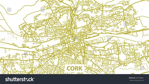 Detailed Vector Map Cork Gold Title Stock Vector (Royalty Free ...