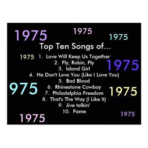 1975 Songs Postcard | Zazzle