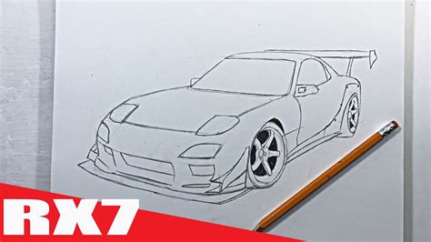 COMO DIBUJAR UN AUTO MAZDA RX7 TUNING - YouTube