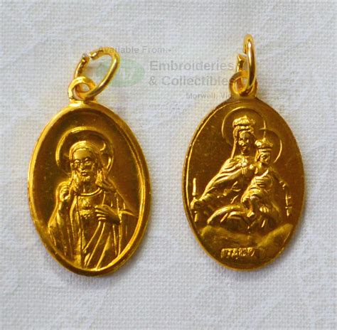 SCAPULAR Medal Pendant, Oval 22 x 15mm, Gold Tone Aluminium, Quality Made In Italy.