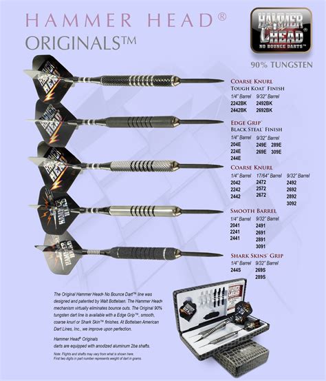 Hammer Head® Originals Darts, Bottelsen American Dart Lines, Inc.