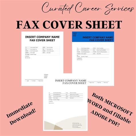 Fax Cover Sheet Package, Immediate Download, Printable, Facsimile Cover Sheet, Fax Machine, Fax ...