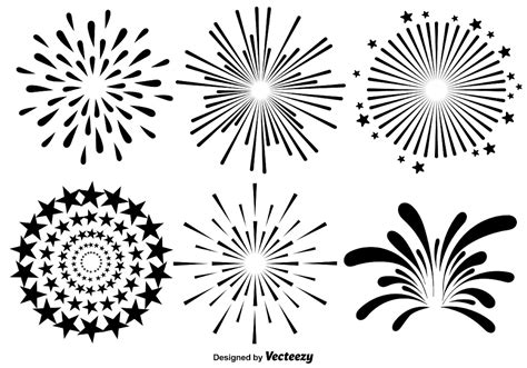 Vector Set Of Fireworks Illustrations On White Background 162711 Vector ...