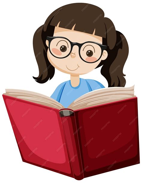 Premium Vector | A girl reading book in cartoon style