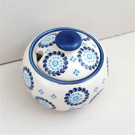 Bohemian Ceramic Sugar Bowl With Lid 8 x 8cm - Gifts By Berni