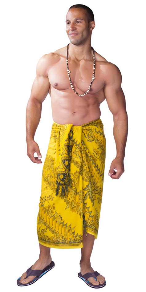 Mens Sarong With Traditional Motif Gold - Parang Rusak