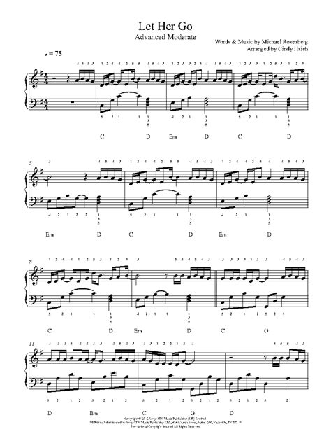 Let Her Go Piano Sheet Music Free Printable - Free Printable