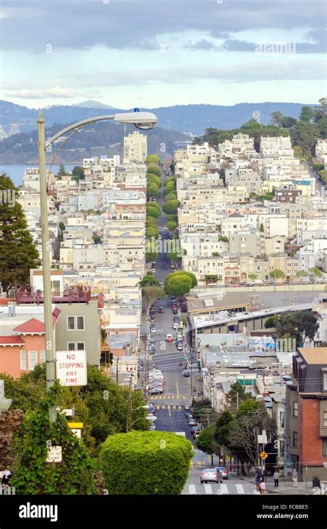 The famous Lombard street on Russian Hill in San Francisco, California ...