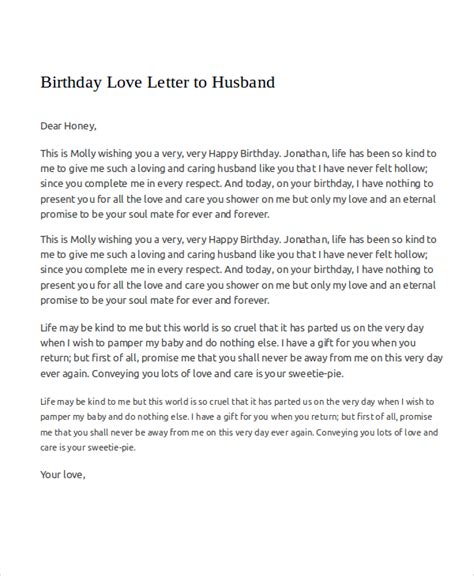 FREE 6+ Sample Love Letters to My Husband in MS Word | PDF