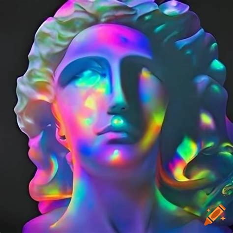 Marble statue with neon lights on Craiyon