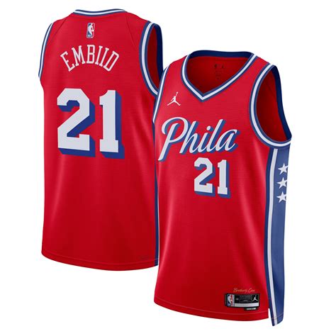 Philadelphia 76ers Jordan Statement Edition Swingman Jersey - Red - Joel Embiid - Unisex