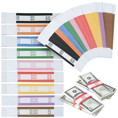 300 Pack of Money Bands for Cash, Assorted Self-Adhesive Currency Straps for Bill Wrappers, 9 ...