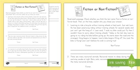 Fiction or Non-Fiction? Reading Passage Activity for 1st-2nd Grade