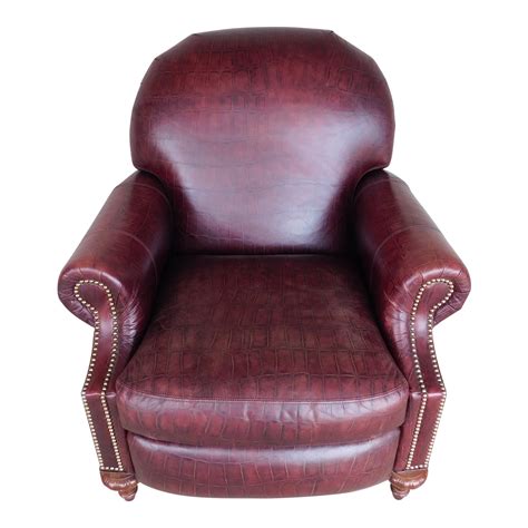 Craft Work Faux Alligator Leather Club Chair Recliner | Chairish