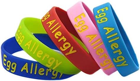 Pack of 5 Egg Allergy Medical Alert Wristband Bracelet Kids Childrens Wristbands by Gift Box ...