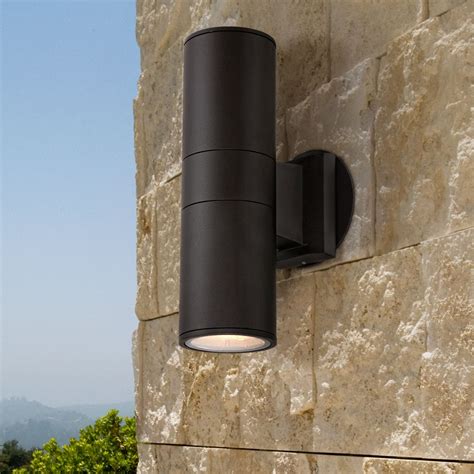 Possini Euro Design Modern Outdoor Wall Light Fixture Black 11 3/4" Cylinder Up Down Exterior ...