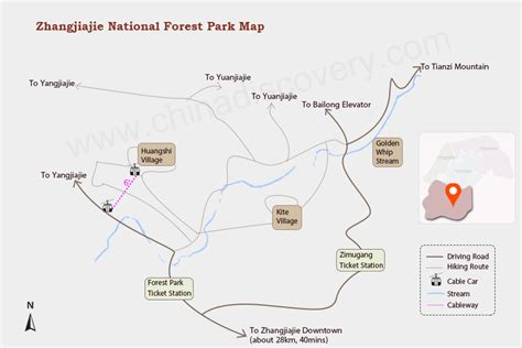 Zhangjiajie National Forest Park Map