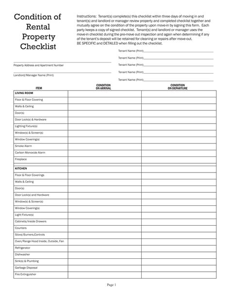 Printable Property Management Checklist