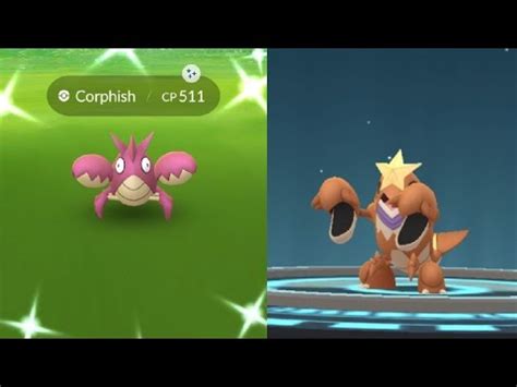 WE CAUGHT SHINY CORPHISH! POKEMON GO SHINY CORPHISH EVOLVES INTO SHINY CRAWDAUNT! - YouTube