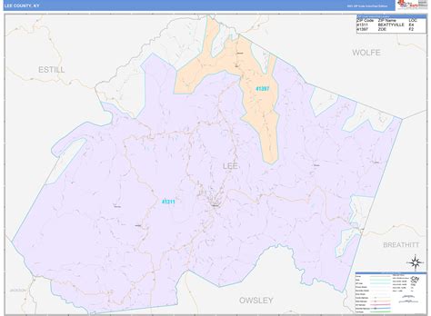 Lee County, KY Wall Map Color Cast Style by MarketMAPS