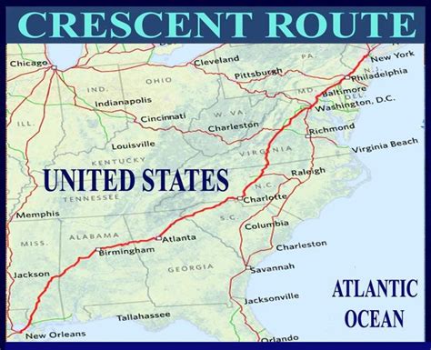 Amtrak Crescent route map | Route map, Amtrak, Route