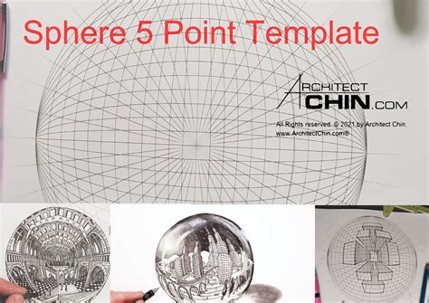 Sphere 5 Point Perspective Grid Printable Template Sphere | Etsy