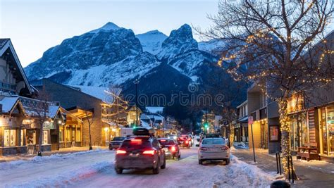 Town of Canmore Street View in Winter. Canmore, Alberta, Canada Editorial Photography - Image of ...