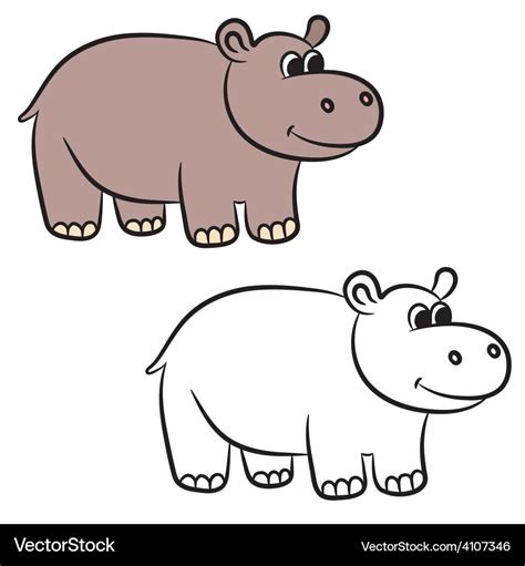 Hippo coloring book Royalty Free Vector Image - VectorStock