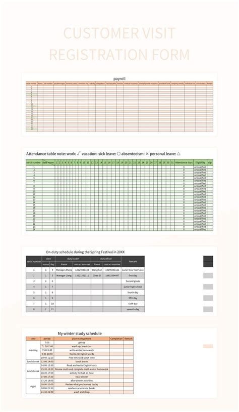 Customer Monthly Visit Schedule Excel Template And Google Sheets File For Free Download - Slidesdocs