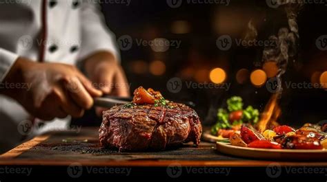 Chef standing close up cooking steak in the kitchen .Generative Ai. 29552529 Stock Photo at Vecteezy