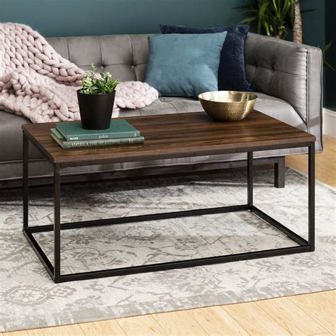 Transitional Dark Walnut Mixed Material Coffee Table by Manor Park - Walmart.com