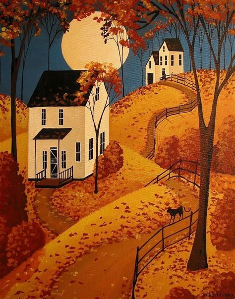 Pin by Shyann Thomas on Wallpapers | Folk art painting, Autumn art, Naive art