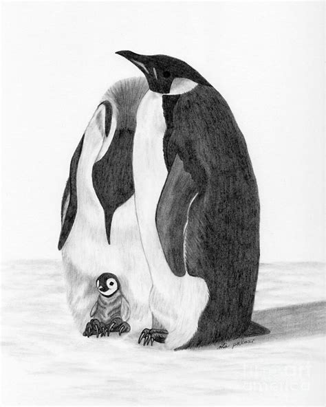 Penguin Family Drawing by Rita Palmer