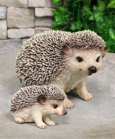 Set Of 2 Wildlife Animals Realistic Mother Hedgehog With Baby Hoglet ...