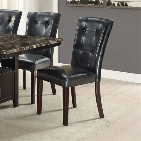 Set of 4 Black Faux Leather Upholstered Dining Chairs With Button ...