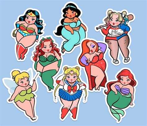 STICKER PACK Fat Disney Princess Sticker Comic Sticker Pin | Etsy