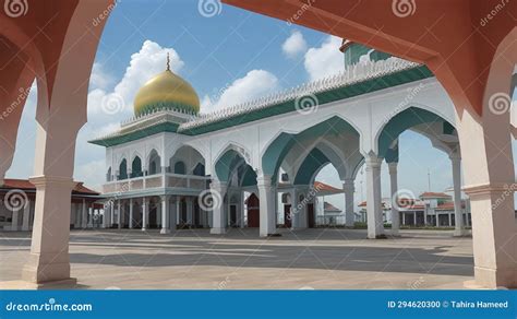 Malacca Straits Mosque ( Masjid Selat Melaka) Stock Illustration ...