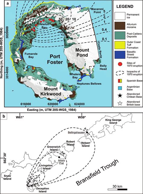 (a) Simplified geological map of Deception Island (modified from Martí ...