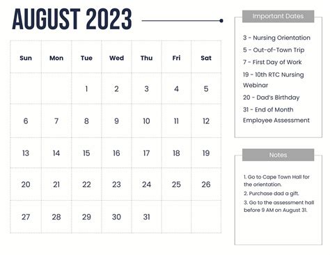 Blank August 2023 Calendar Template in Illustrator, EPS, JPG, SVG, Word, Google Docs, Excel ...