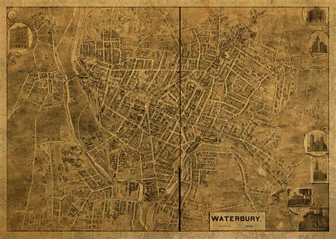 Waterbury Connecticut City Street Map 1899 Mixed Media by Design ...