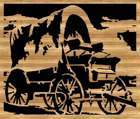 an image of a horse drawn carriage on wood