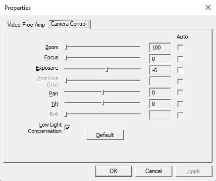 Adjust logitech camera settings - hallsapje